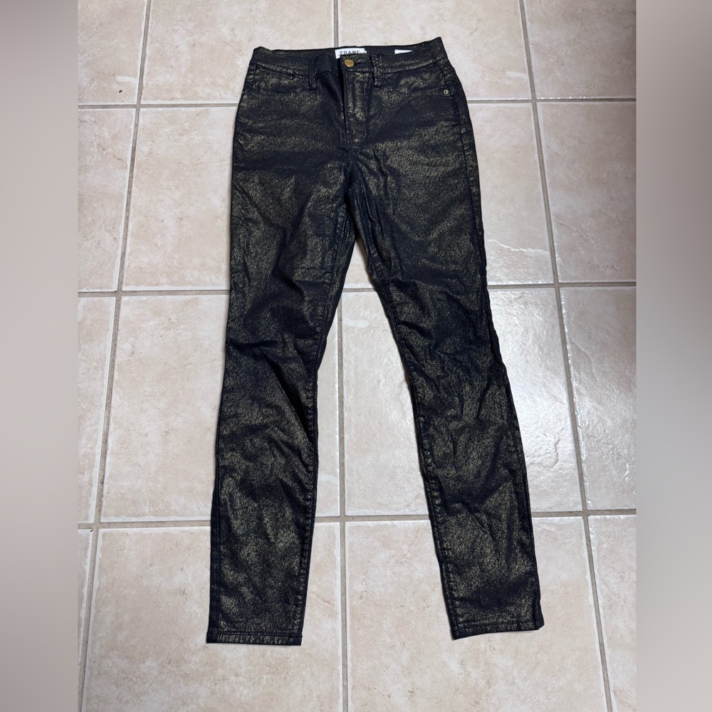 Frame Le High Skinny Stretchy Women’s Gold/Black Jeans Size 27